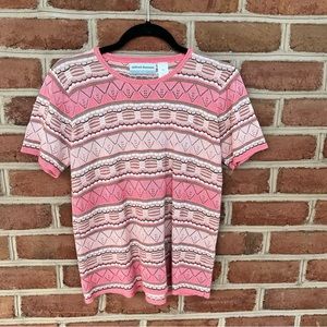 Lightweight short sleeve open crochet blouse size: petite medium